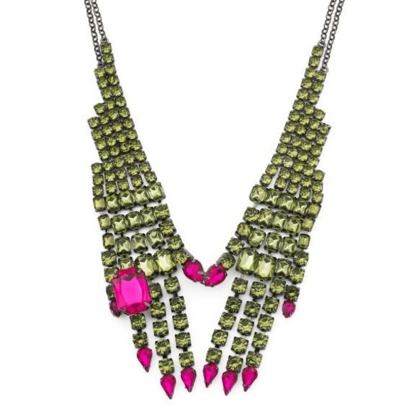 Betsey Johnson Jewelry - Betsey Johnson Green Crystal Witch Hands Necklace Silver Plated NEW Halloween